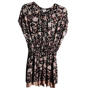 Amuse Society Dress Womens Size S Floral Button Elastic Waist Double Skirt